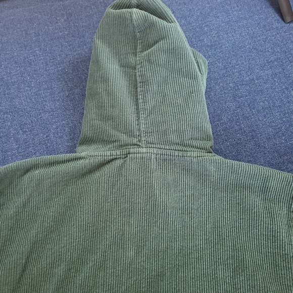 Crooked Skateboarding Corduroy Hoodie Green Embroidered Logo Pullover Size L - Picture 11 of 11